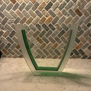 Glass Vase with Green and Frosted Accents.